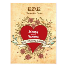 Rock-and-Rollhochzeit (Rosen) Save the Date Postkarten