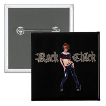 Rock-Küken-Schmutz-Kunst Button