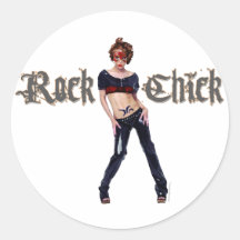 Rock-Küken-Schmutz-Kunst Runde Aufkleber