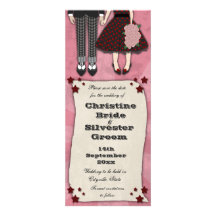 Rockabilly Hochzeit, 4x9.25 Save the Date Individuelle Einladung