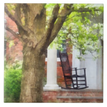 Rocking Chair on Porch Ceramic Tile