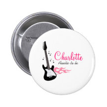 ROCKSTAR-ROSA BABYPARTY-NAMENSSCHILD-KNOPF ANSTECKNADELBUTTONS