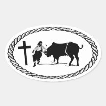 Rodeo-Clown-Kreuz-Euro-Art Ovaler Aufkleber