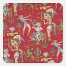 Rodeo-Cowgirls-Rot-Aufkleber