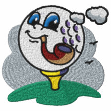 Rohr-rauchendes Golfball gesticktes Hemd