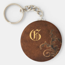 Rolle-Blatt-Vintages Monogramm Keychain Schlüsselband