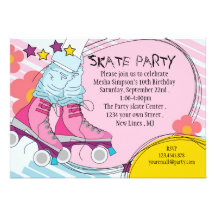 Rollen-Skatengeburtstags-Party Einladung