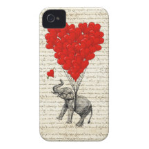 Romantische Elefant- u. Herzballone iPhone 4 Hüllen