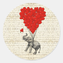 Romantische Elefant- u. Herzballone Sticker