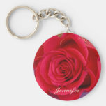 Romantische Rote Rose mit Namenskeychain Schlüsselbänder