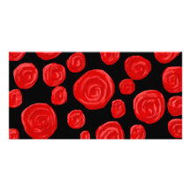 Romantische Rote Rosen auf schwarzem Hintergrund Fotokartenvorlagen