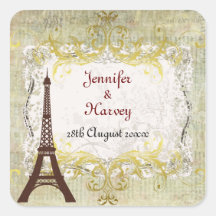 Romantische Vintage Art Paris Quadratsticker
