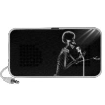 RÖNTGENBLICK-SKELETON GESANG AUF RETRO MIC - B&W NOTEBOOK SPEAKER
