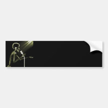 RÖNTGENBLICK-SKELETON GESANG AUF RETRO MIC-GELB AUTOSTICKER