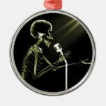 RÖNTGENBLICK-SKELETON GESANG AUF RETRO MIC-GELB WEIHNACHTSBAUM ORNAMENT