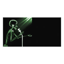 RÖNTGENBLICK-SKELETON GESANG AUF RETRO MIC - GRÜN PHOTOKARTE