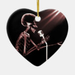 RÖNTGENBLICK-SKELETON GESANG AUF RETRO MIC - ROT WEIHNACHTSBAUM ORNAMENT