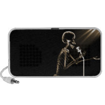 RÖNTGENBLICK-SKELETON GESANG AUF RETRO MIC - SEPIA MOBILE LAUTSPRECHER