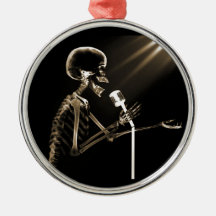 RÖNTGENBLICK-SKELETON GESANG AUF RETRO MIC - SEPIA ORNAMENTE
