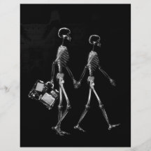 RÖNTGENBLICK-SKELETON PAARE REISENDES B&W BEDRUCKTE FLYER