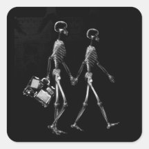 RÖNTGENBLICK-SKELETON PAARE REISENDES B&W STICKER