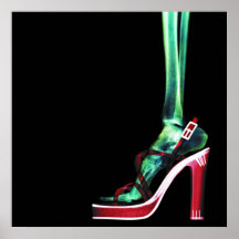 RÖNTGENSTRAHL-ABSATZ-DAME SKELETON FOOT ORIGINAL POSTERDRUCK