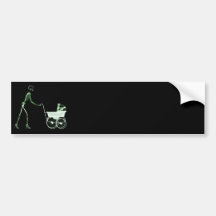 RÖNTGENSTRAHL-SKELETON FRAU U. KINDERWAGEN - GRÜN AUTO STICKER