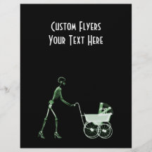 RÖNTGENSTRAHL-SKELETON FRAU U. KINDERWAGEN - GRÜN FLYERDESIGN