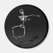 RÖNTGENSTRAHL-SKELETON FREUDE-SPRUNG B&W KÜHLSCHRANKMAGNET