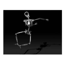 RÖNTGENSTRAHL-SKELETON FREUDE-SPRUNG B&W POSTKARTE