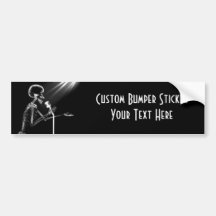 RÖNTGENSTRAHL-SKELETON GESANG AUF RETRO MIC - B&W AUTO STICKER