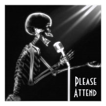 RÖNTGENSTRAHL-SKELETON GESANG AUF RETRO MIC - B&W ANKÜNDIGUNGSKARTEN