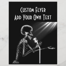 RÖNTGENSTRAHL-SKELETON GESANG AUF RETRO MIC - B&W PERSONALISIERTE FLYER