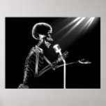 RÖNTGENSTRAHL-SKELETON GESANG AUF RETRO MIC - B&W POSTERDRUCK