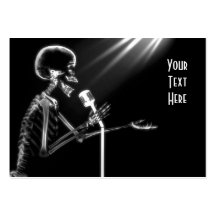 RÖNTGENSTRAHL-SKELETON GESANG AUF RETRO MIC - B&W VISITENKARTENVORLAGEN