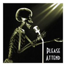 RÖNTGENSTRAHL-SKELETON GESANG AUF RETRO MIC - GELB INDIVIDUELLE ANKÜNDIGUNG