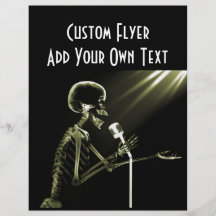 RÖNTGENSTRAHL-SKELETON GESANG AUF RETRO MIC - GELB PERSONALISIERTE FLYER