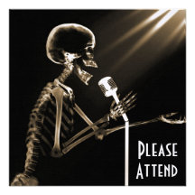 RÖNTGENSTRAHL-SKELETON GESANG AUF RETRO MIC - SEPI EINLADUNGSKARTEN