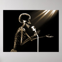 RÖNTGENSTRAHL-SKELETON GESANG AUF RETRO MIC - SEPI PLAKATDRUCK
