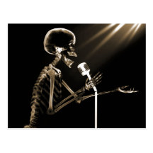 RÖNTGENSTRAHL-SKELETON GESANG AUF RETRO MIC - SEPI POSTKARTEN