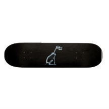 RÖNTGENSTRAHL-SKELETON HUNDEsitzen - BLAU U. SCHWA Skateboard Deck