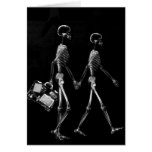 Röntgenstrahl-Skeleton Paar-Reisen Schwarz-weiß Grußkarte