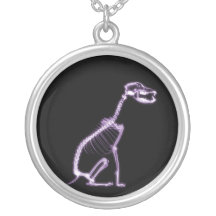 RÖNTGENSTRAHL-WELPEN-HUNDEskelett-SITZEN - LILA Amulett