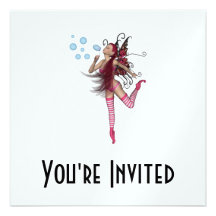 Rosa 3D Elf - feenhafte Grafik 1 Einladungskarte