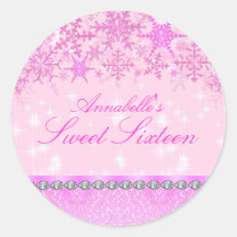 Rosa Aufkleber der Schein-Schneeflocke-Sweet16