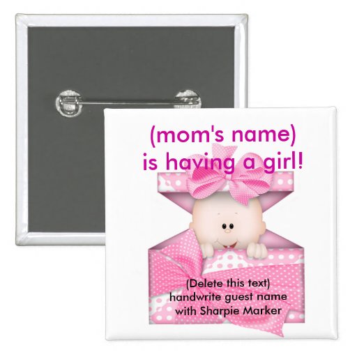 Rosa Baby-Babyparty-Namenstifte Anstecknadelbutton