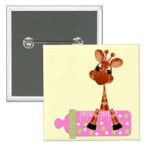 Rosa Baby-Giraffen-Knopf Button