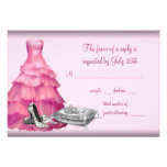 Rosa Ballkleid-hohe Ferse beschuht Quinceanera UAW Individuelle Ankündigungskarte