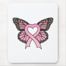 Rosa Band-Herz-Schmetterling Mousepad