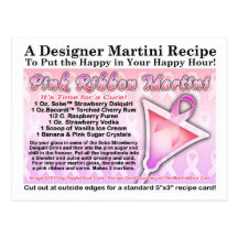 Rosa Band-Martini-Rezept-Postkarte für Brust-Dose